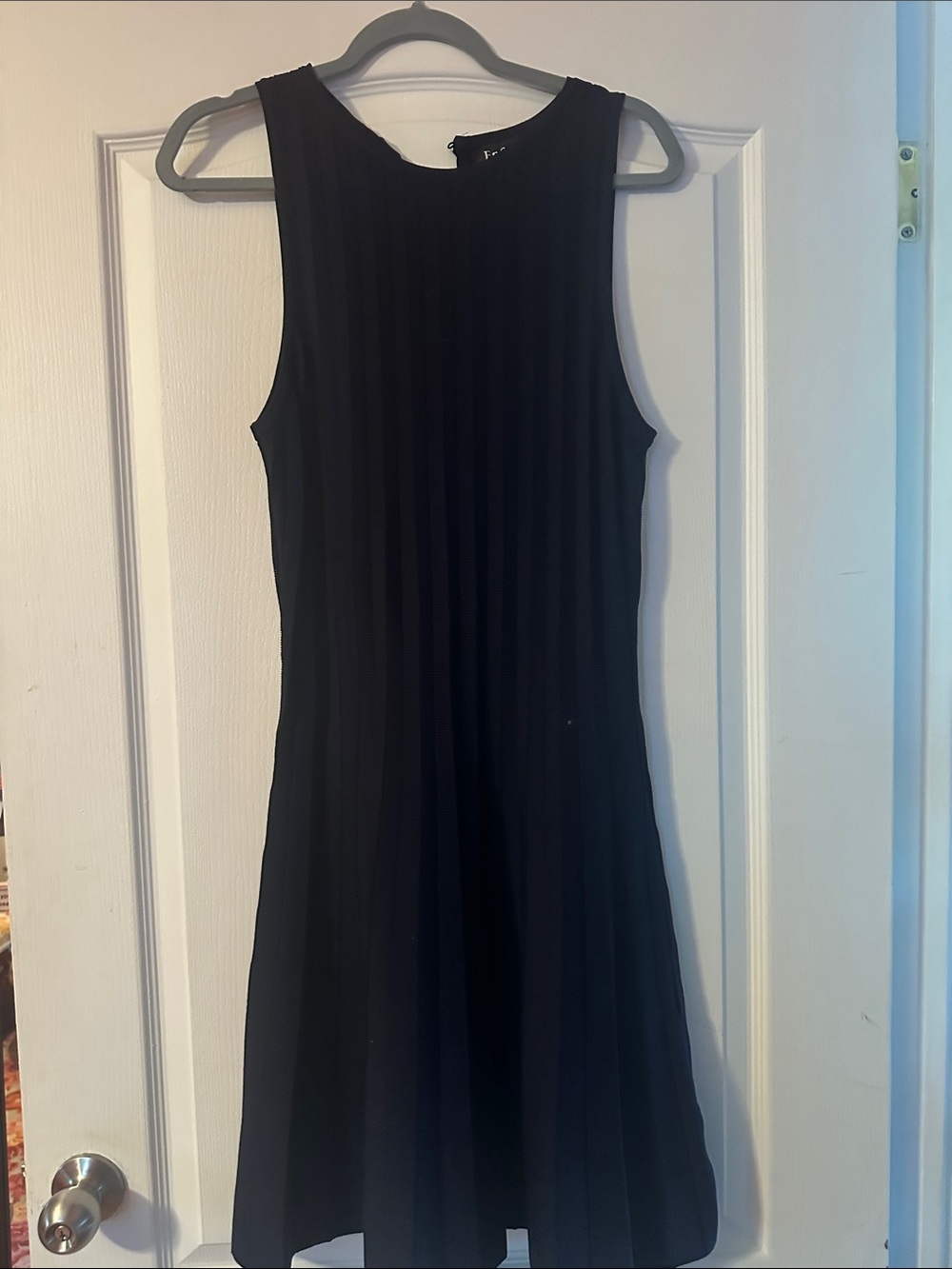 En Saison Black Sleeveless Ribbed A-Line Dress